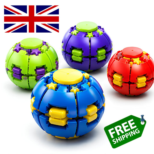 Push to Spin Fidget Ball, Press & Auto Rotate Pocket Toy Dual Form Freely Switchable, Pocket Portable Fidget Spinner for Anxiety Relief and Tactile Focus, for Office, Study & Travel