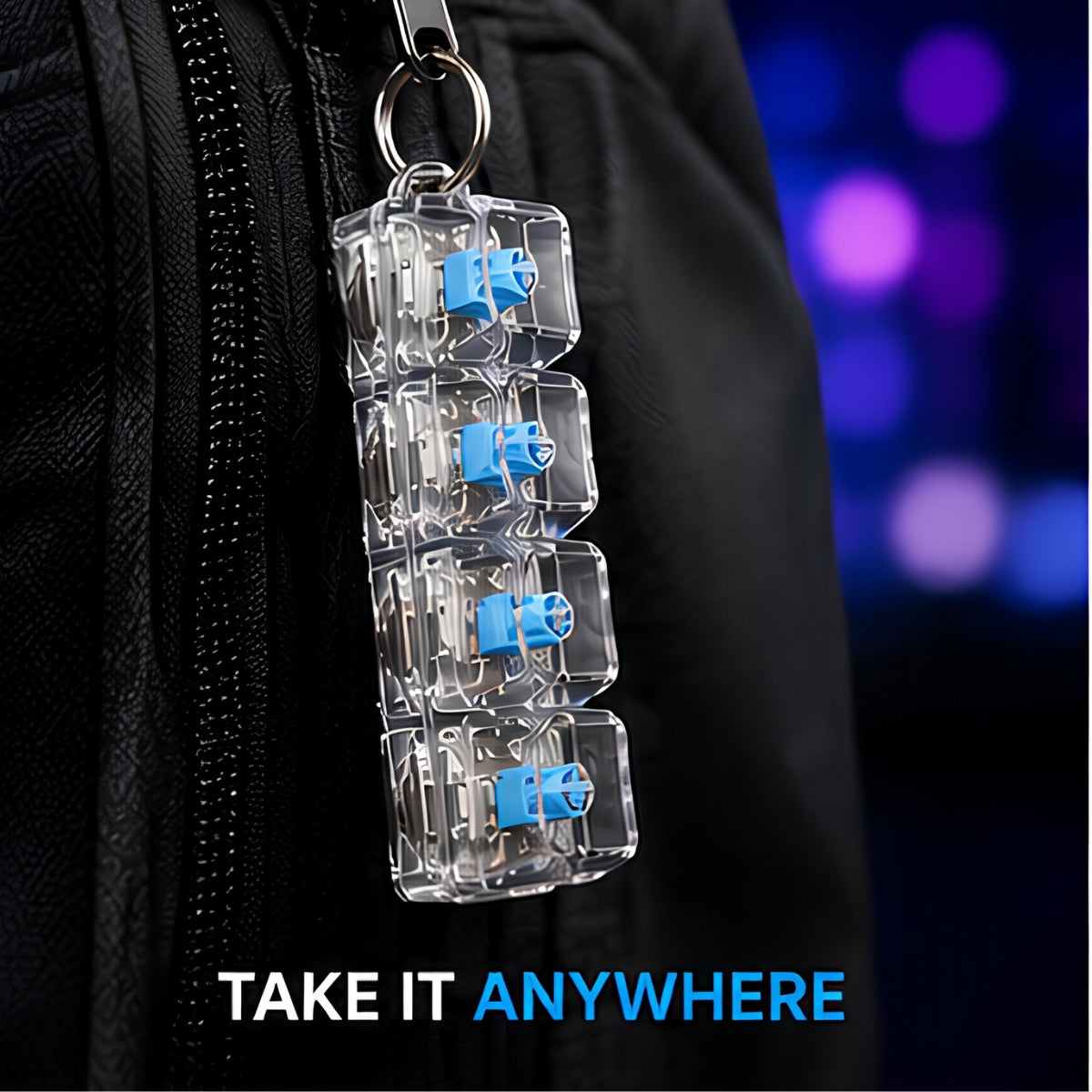 LED Keyboard Fidget Toy – 4-Key Clicky Fidget Keychain