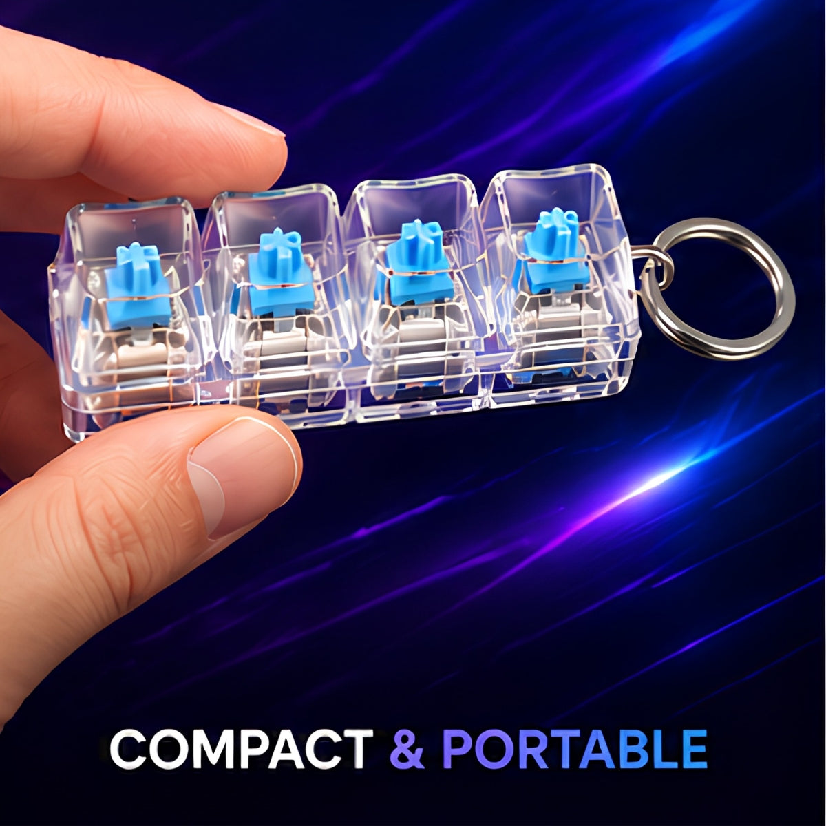 LED Keyboard Fidget Toy – 4-Key Clicky Fidget Keychain