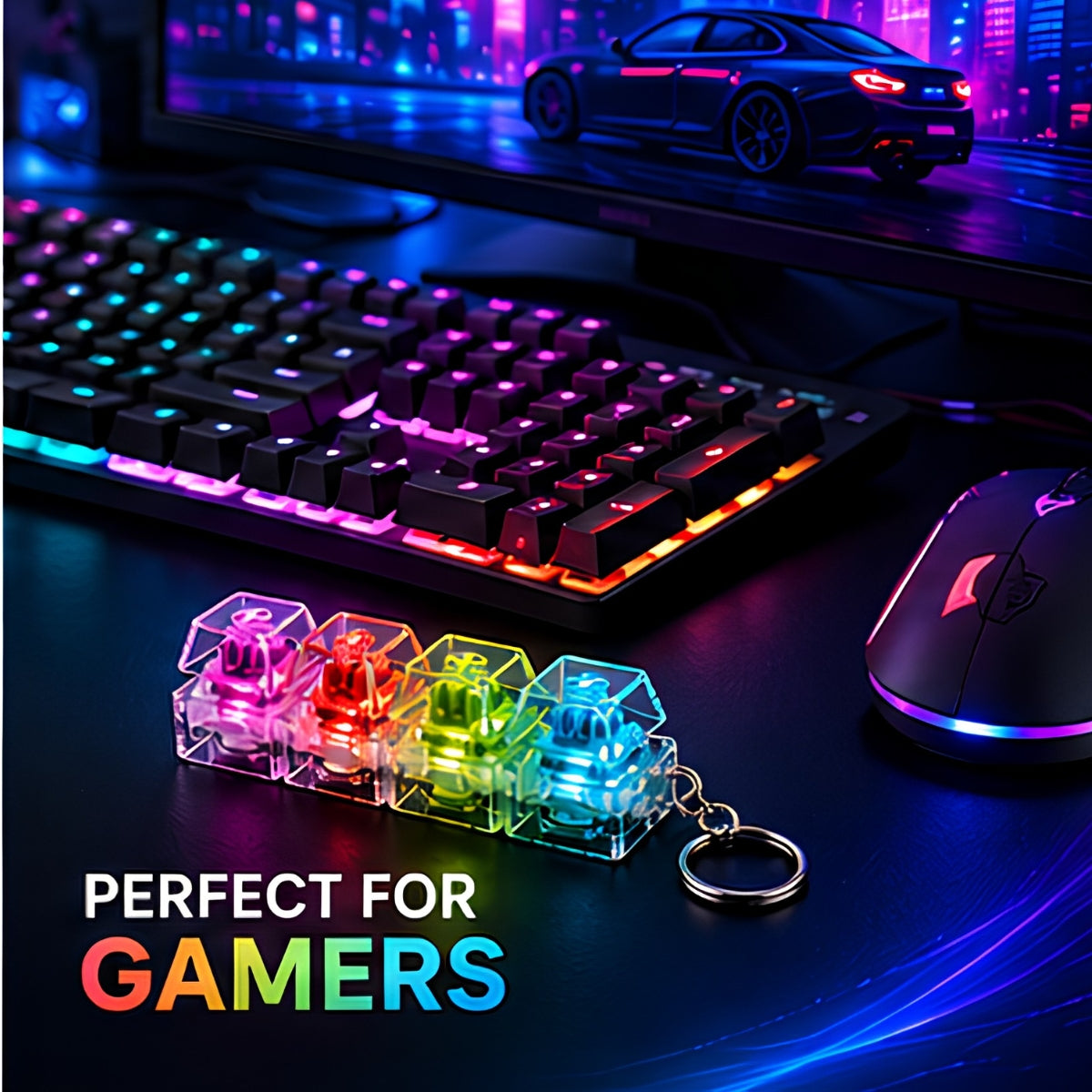 Keyboard Fidget Toy, Stress Relief Fidget Toys Adults, 4-Button Fidget Toys, Funny Fidget Keyboard, Keyboard Clicker Fidget Toy, Fidget Keyring