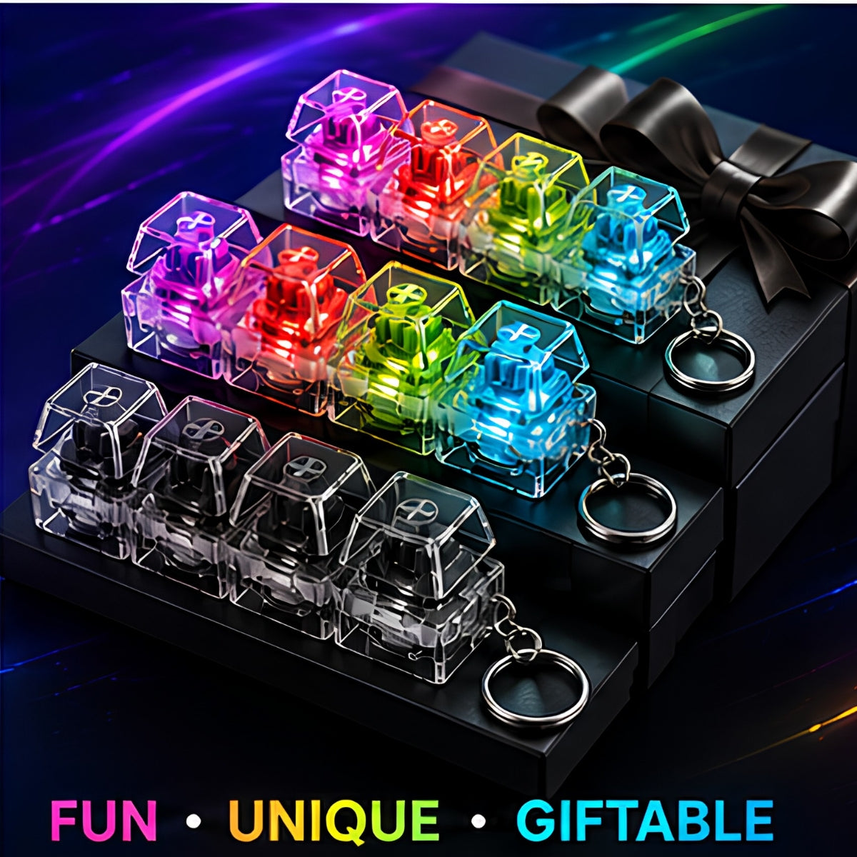 Keyboard Fidget Toy, Stress Relief Fidget Toys Adults, 4-Button Fidget Toys, Funny Fidget Keyboard, Keyboard Clicker Fidget Toy, Fidget Keyring
