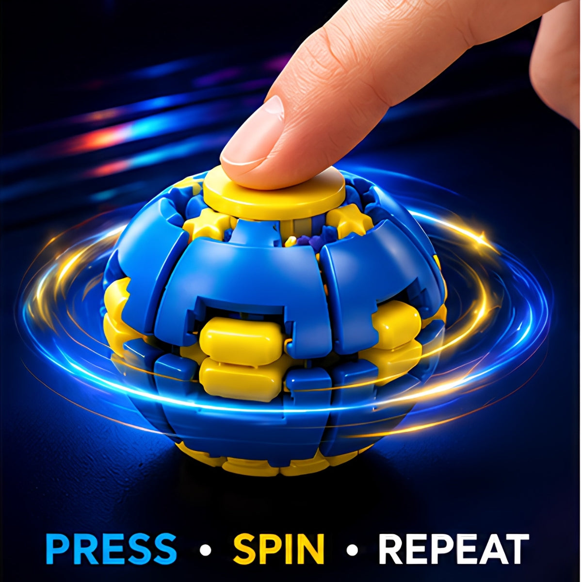 Push to Spin Fidget Ball, Press & Auto Rotate Pocket Toy Dual Form Freely Switchable, Pocket Portable Fidget Spinner for Anxiety Relief and Tactile Focus, for Office, Study & Travel