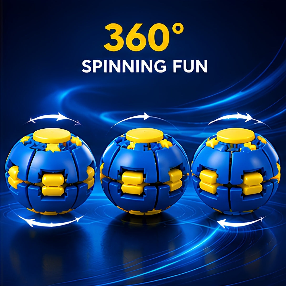 Push to Spin Fidget Ball, Press & Auto Rotate Pocket Toy Dual Form Freely Switchable, Pocket Portable Fidget Spinner for Anxiety Relief and Tactile Focus, for Office, Study & Travel